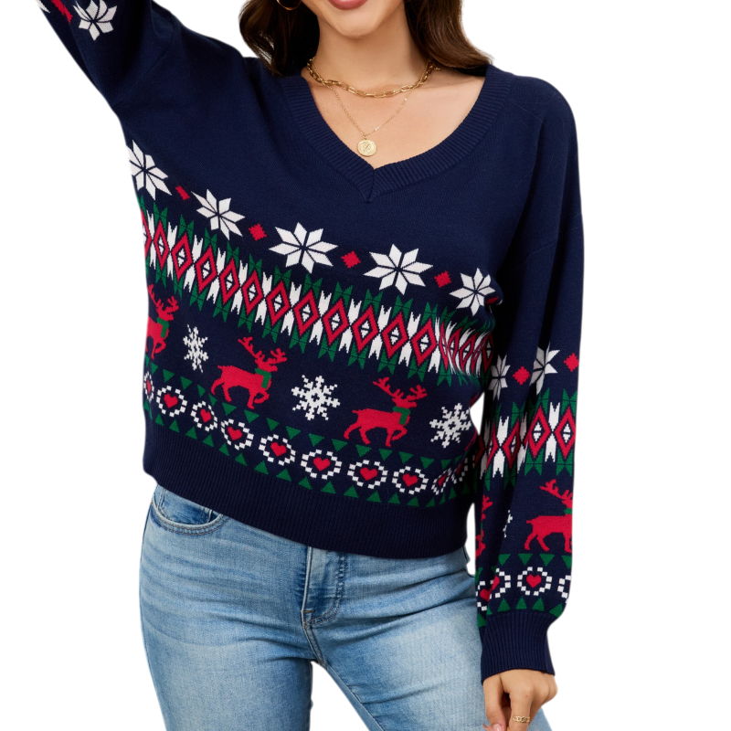 LUBOT Ugly Christmas Sweaters for Women Cute Fuzzy Funny Wintertime Holiday Parties Knitted Casual Pullover Sweater