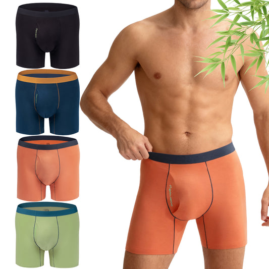 LUBOT 2026 Mens Underwear Bamboo Viscose Boxer Briefs Men Breathable Soft Moisture Wicking Comfy with Support Pouch Fly