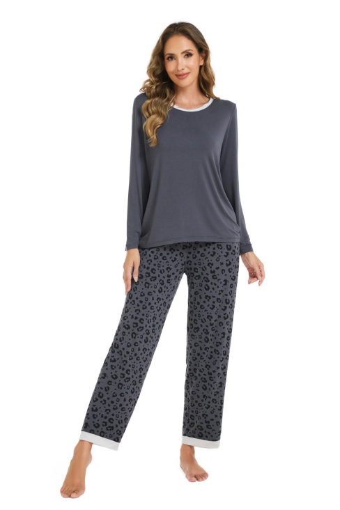 LUBOT 2026 New Bamboo Viscose Long Sleeve Cooling Lightweight Super Soft Soft Women's Pajama Sets Wicking Sleepwear Comfy Black