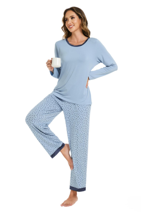 LUBOT 2026 New Bamboo Viscose Long Sleeve Cooling Lightweight Super Soft Soft Women's Pajama Sets Wicking Sleepwear Comfy Black