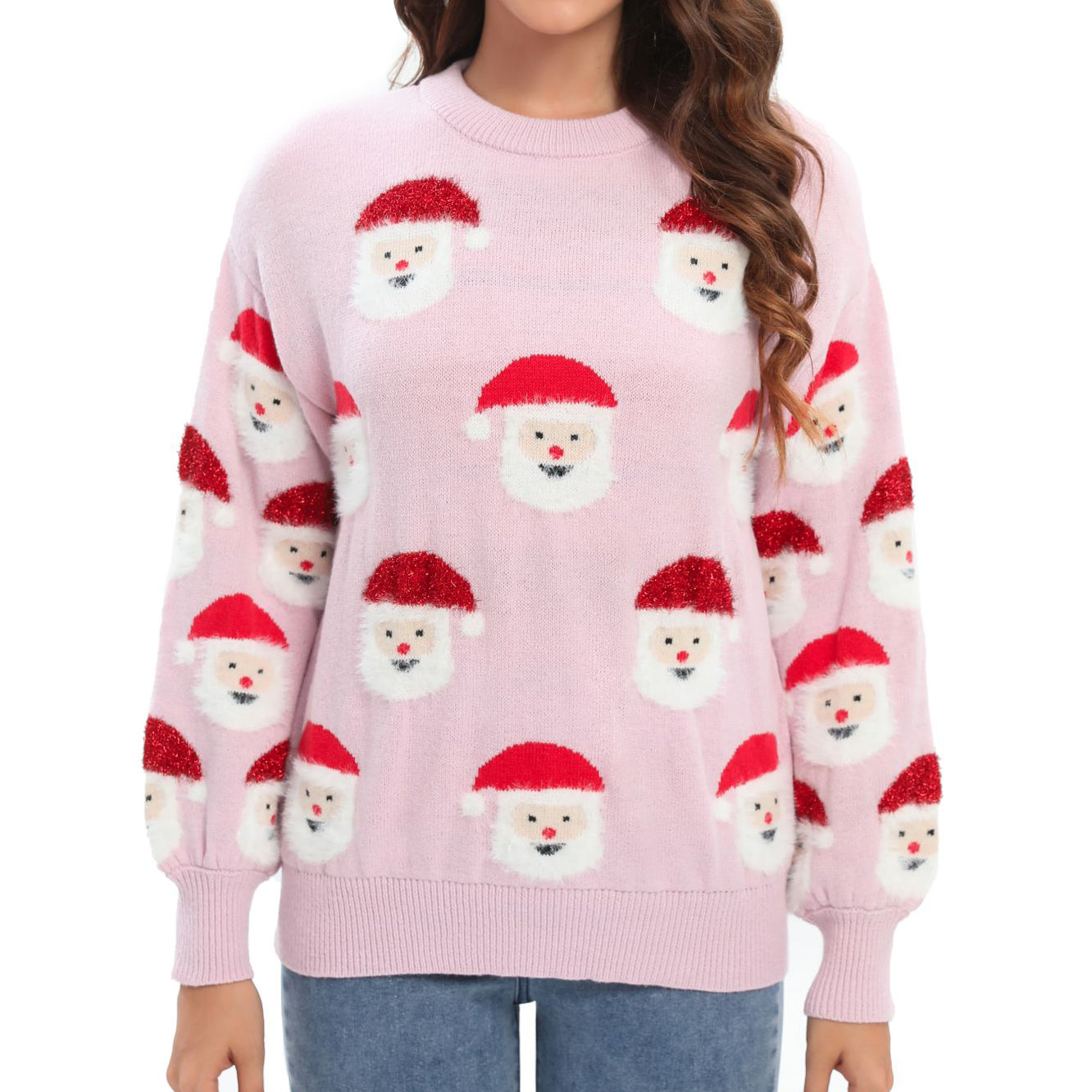 LUBOT Ugly Christmas Sweaters for Women Soft Acrylic Blend Cute Fuzzy Funny Wintertime Holiday Parties Knitted Pullover