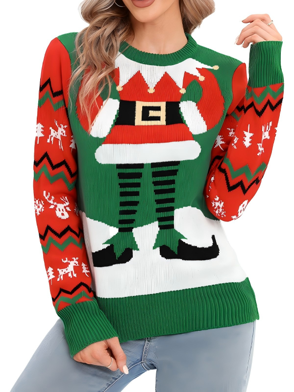 LUBOT Ugly Christmas Sweaters for Women Cute Fuzzy Funny Wintertime and Holiday Parties Knitted Pullover Sweater