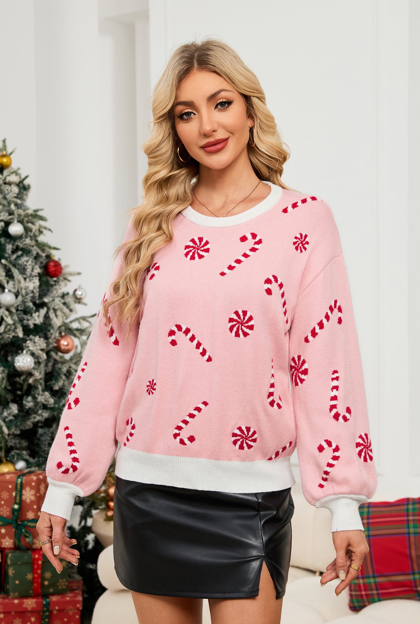 LUBOT Ugly Christmas Sweaters Cardigans for Women Soft Holiday Long Sleeve Wintertime Fuzzy Pullover Xmas Knit Sweaters