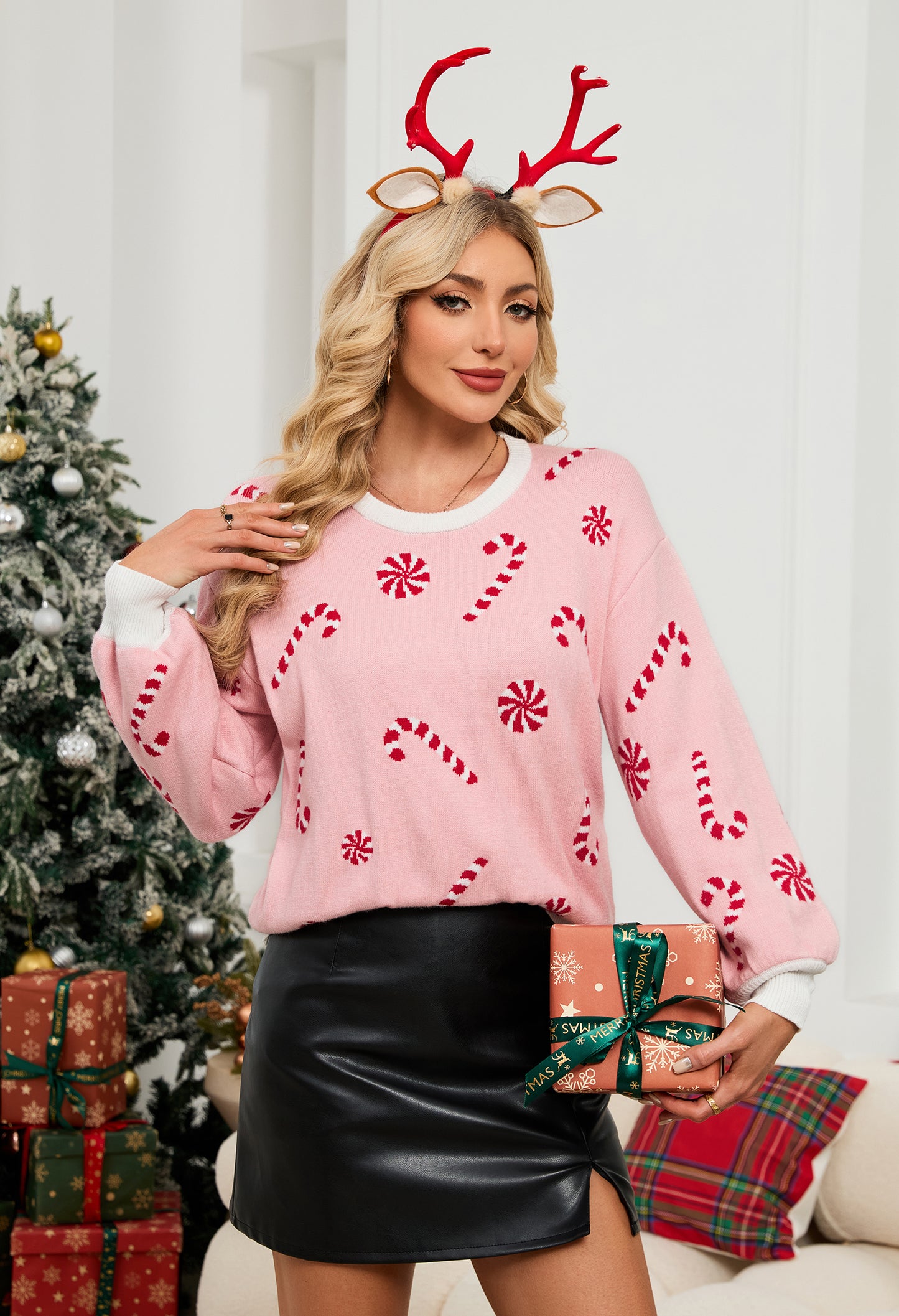 LUBOT Ugly Christmas Sweaters Cardigans for Women Soft Holiday Long Sleeve Wintertime Fuzzy Pullover Xmas Knit Sweaters