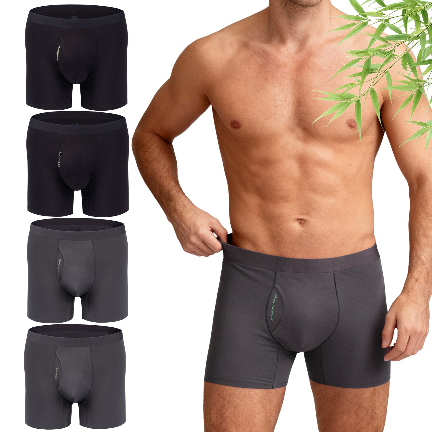 LUBOT 2026 Mens Underwear Bamboo Viscose Boxer Briefs Men Breathable Soft Moisture Wicking Comfy with Support Pouch Fly