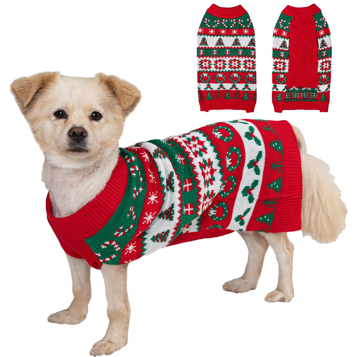 LUBOT New Ugly Christmas Sweaters for Puppy Cute Funny Wintertime and Holiday Parties Knitted Pullover Sweater