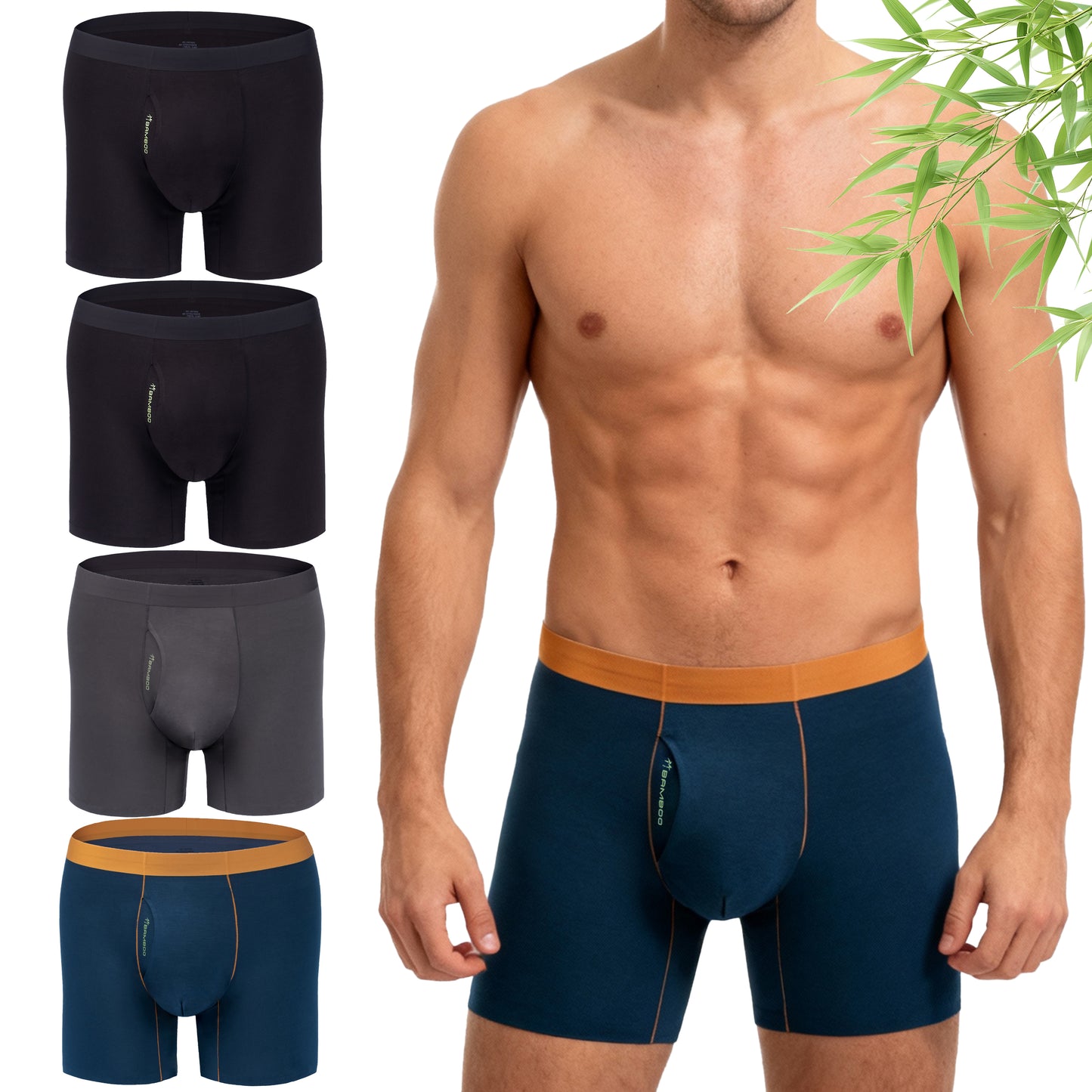 LUBOT 2026 Mens Underwear Bamboo Viscose Boxer Briefs Men Breathable Soft Moisture Wicking Comfy with Support Pouch Fly