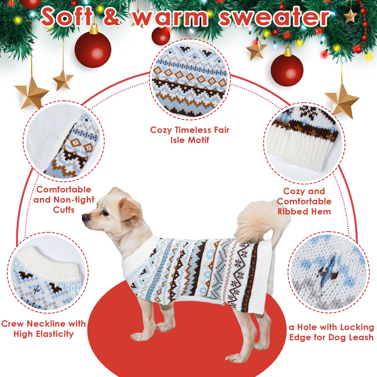 LUBOT New Ugly Christmas Sweaters for Puppy Cute Funny Wintertime and Holiday Parties Knitted Pullover Sweater