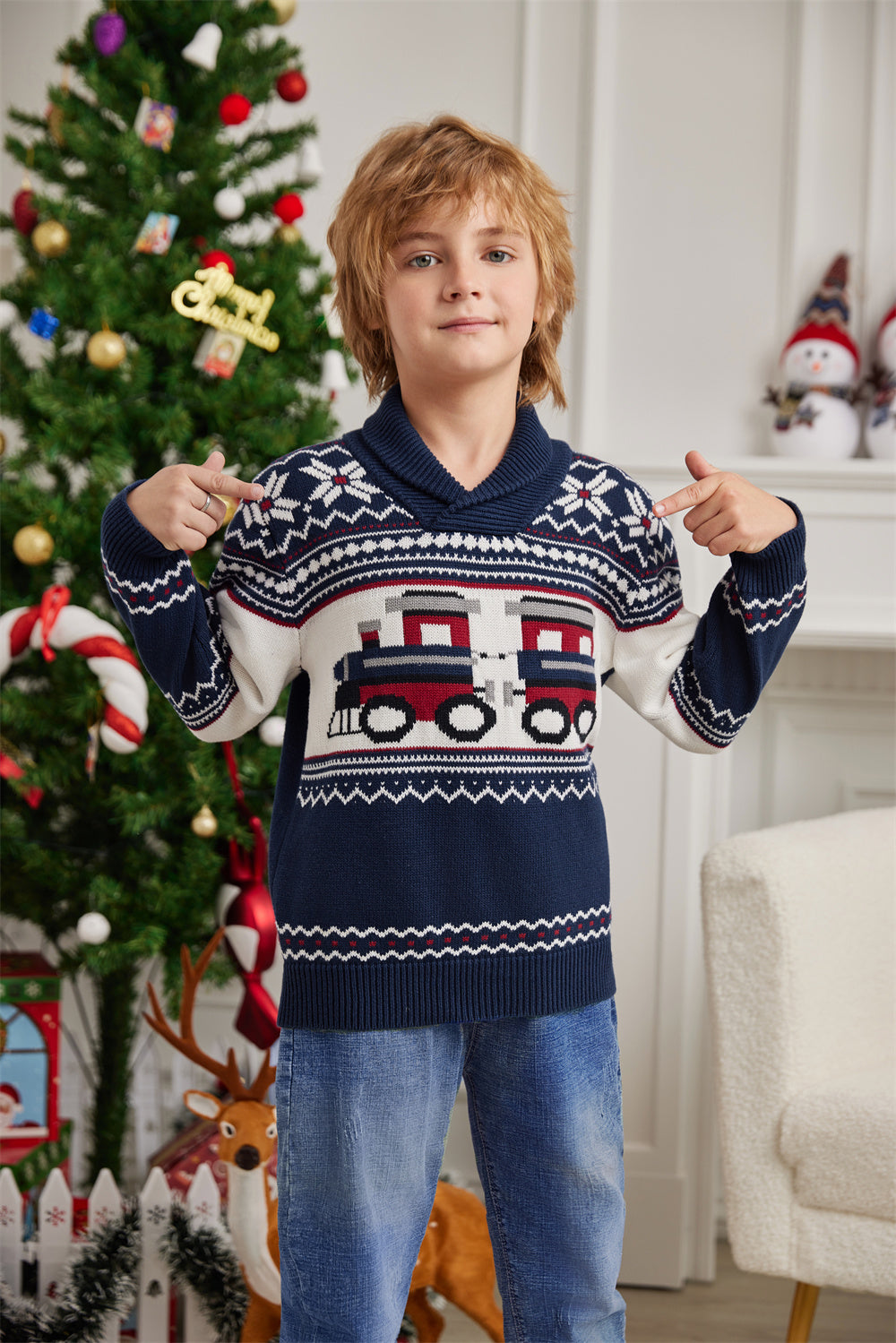 LUBOT Kids Christmas Sweater Boys' Girls’and Toddler Long Sleeve Wintertime and Holiday Parties Knitted Sweater