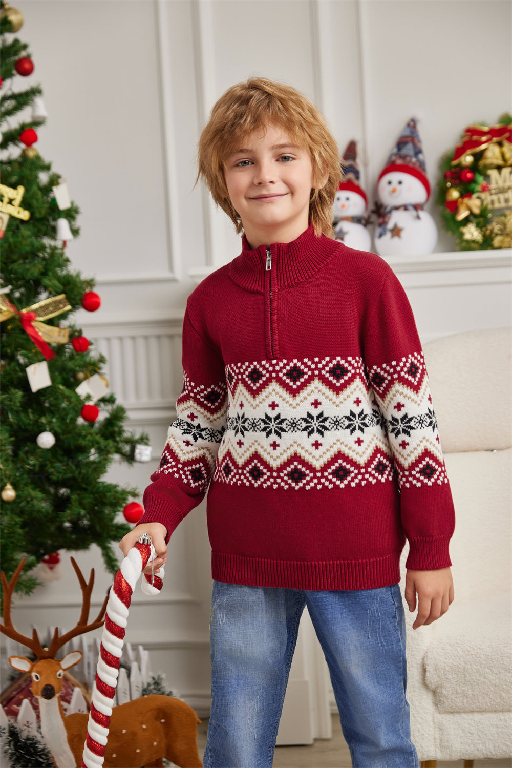 LUBOT Kids Christmas Sweater Boys' Girls’and Toddler Long Sleeve Wintertime and Holiday Parties Knitted Sweater