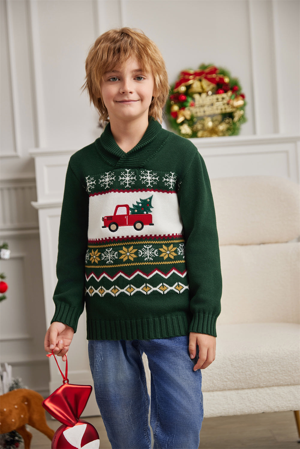 LUBOT Kids Christmas Sweater Boys' Girls’and Toddler Long Sleeve Wintertime and Holiday Parties Knitted Sweater