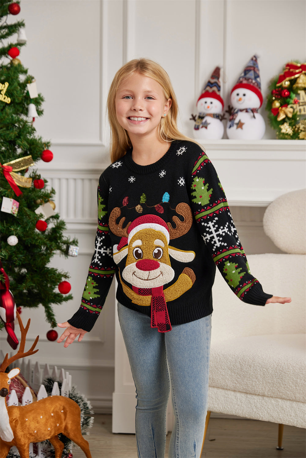 LUBOT Kids Christmas Sweater Boys' Girls’and Toddler Long Sleeve Wintertime and Holiday Parties Knitted Sweater
