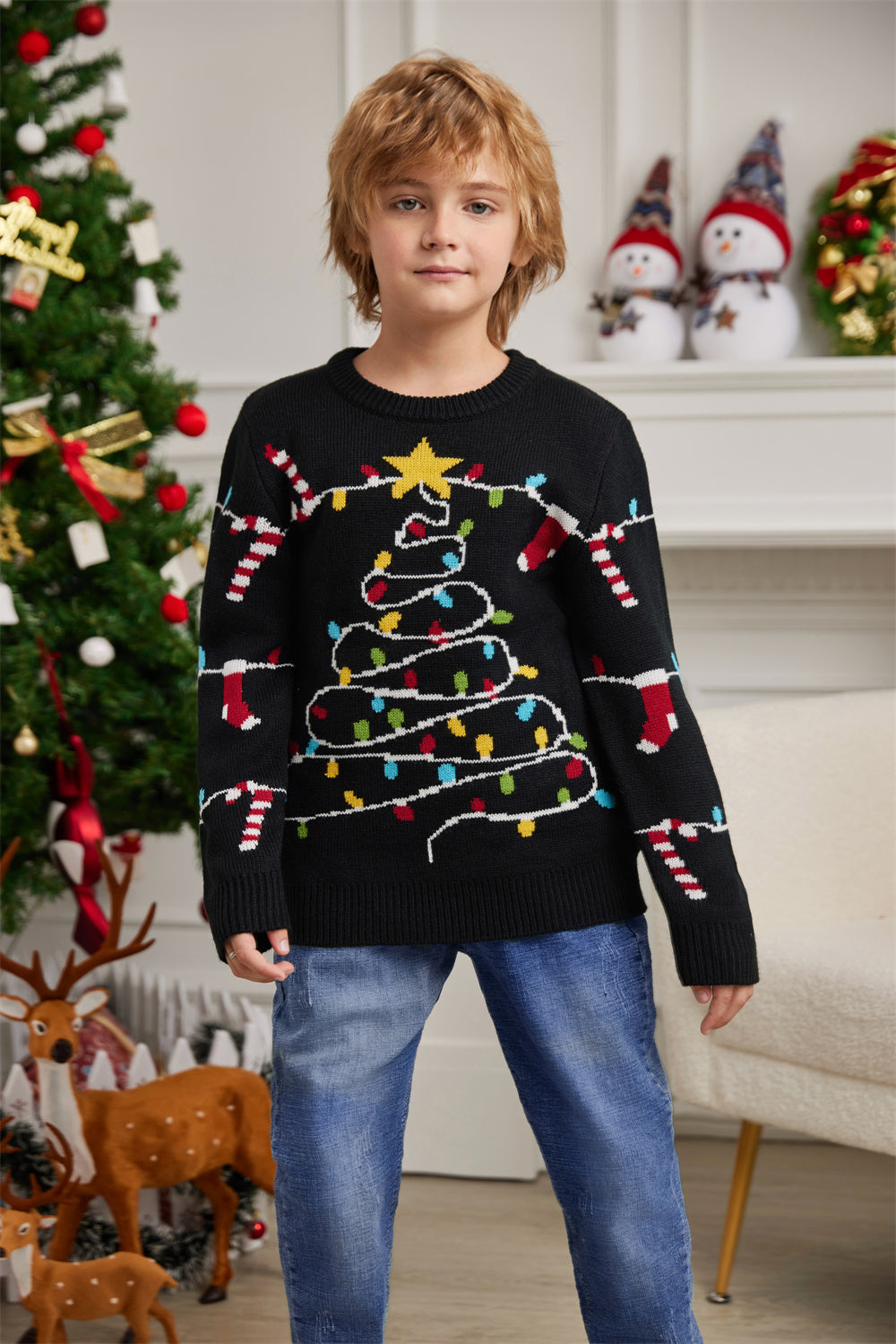 LUBOT Kids Christmas Sweater Boys' Girls’and Toddler Long Sleeve Wintertime and Holiday Parties Knitted Sweater