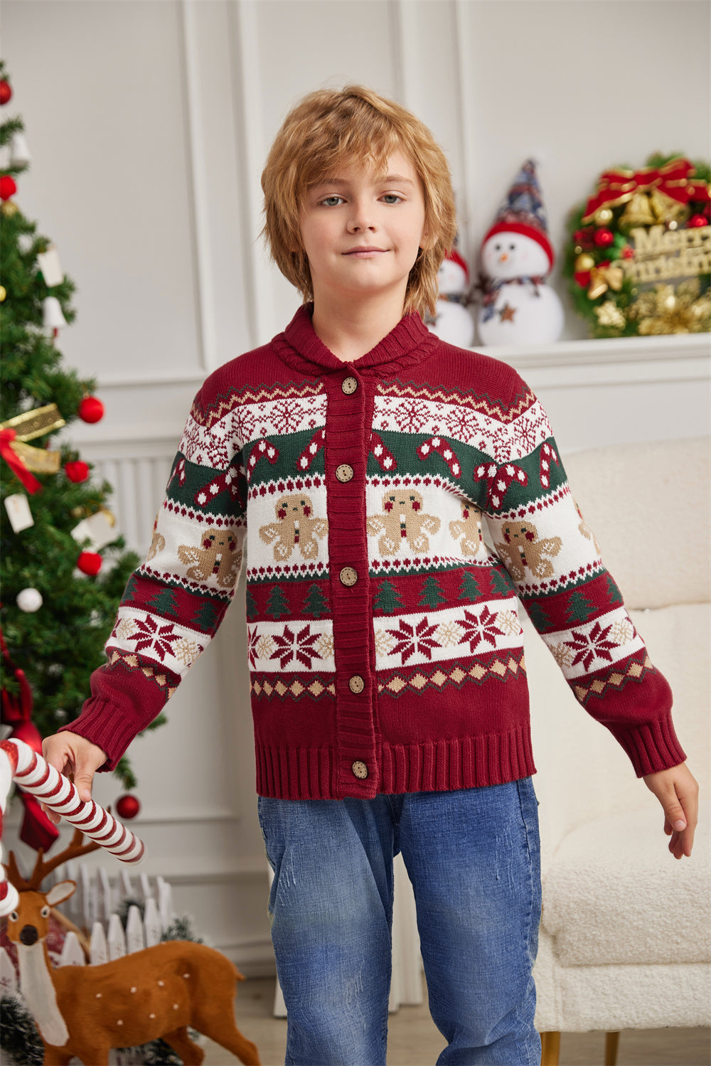 LUBOT Kids Christmas Sweater Boys' Girls’and Toddler Long Sleeve Wintertime and Holiday Parties Knitted Sweater