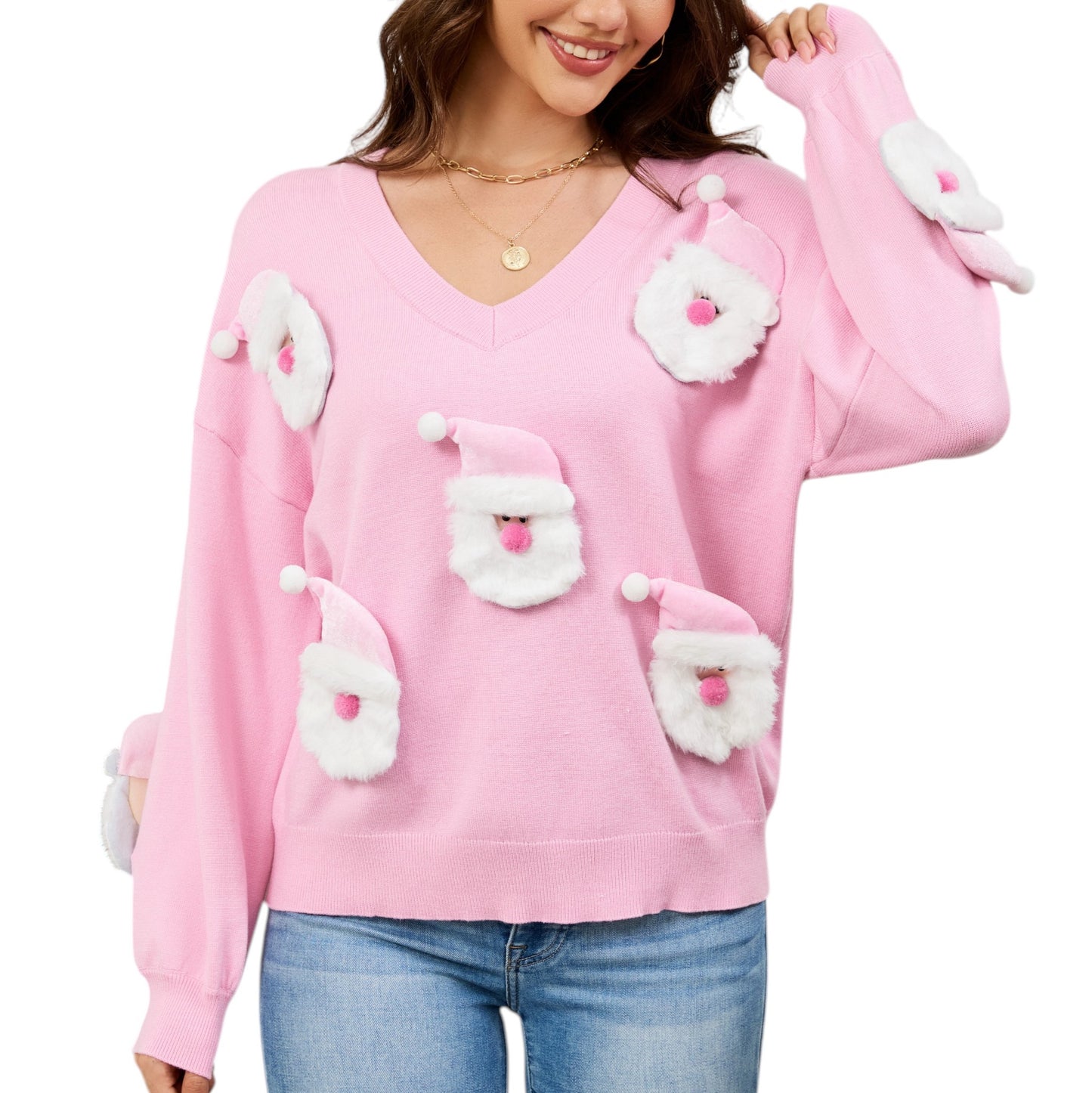 LUBOT Ugly Christmas Sweaters for Women Soft Acrylic Blend Cute Fuzzy Funny Wintertime Holiday Parties Knitted Pullover