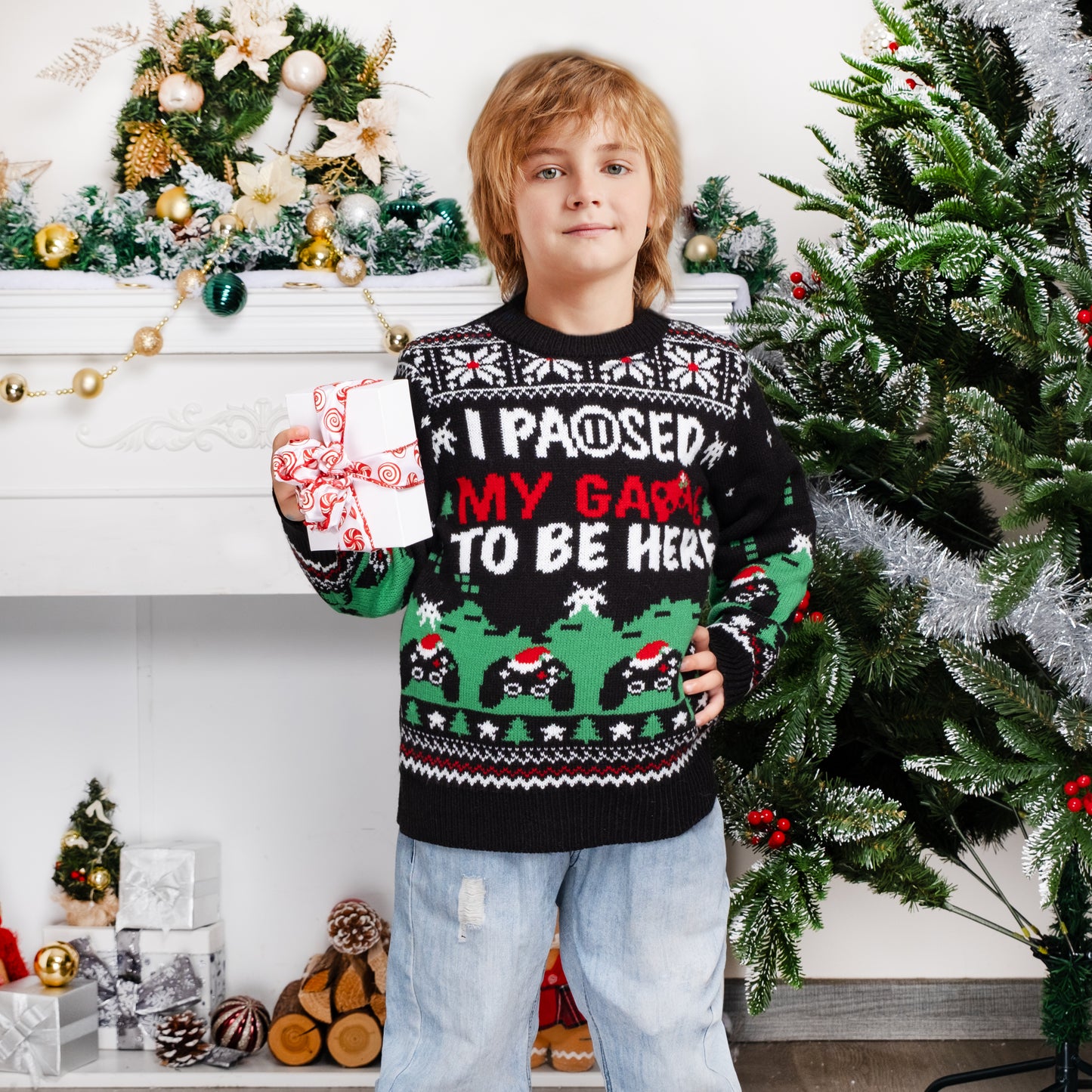 LUBOT Kids Christmas Sweater Boys' Girls’and Toddler Long Sleeve Wintertime and Holiday Parties Knitted Sweater