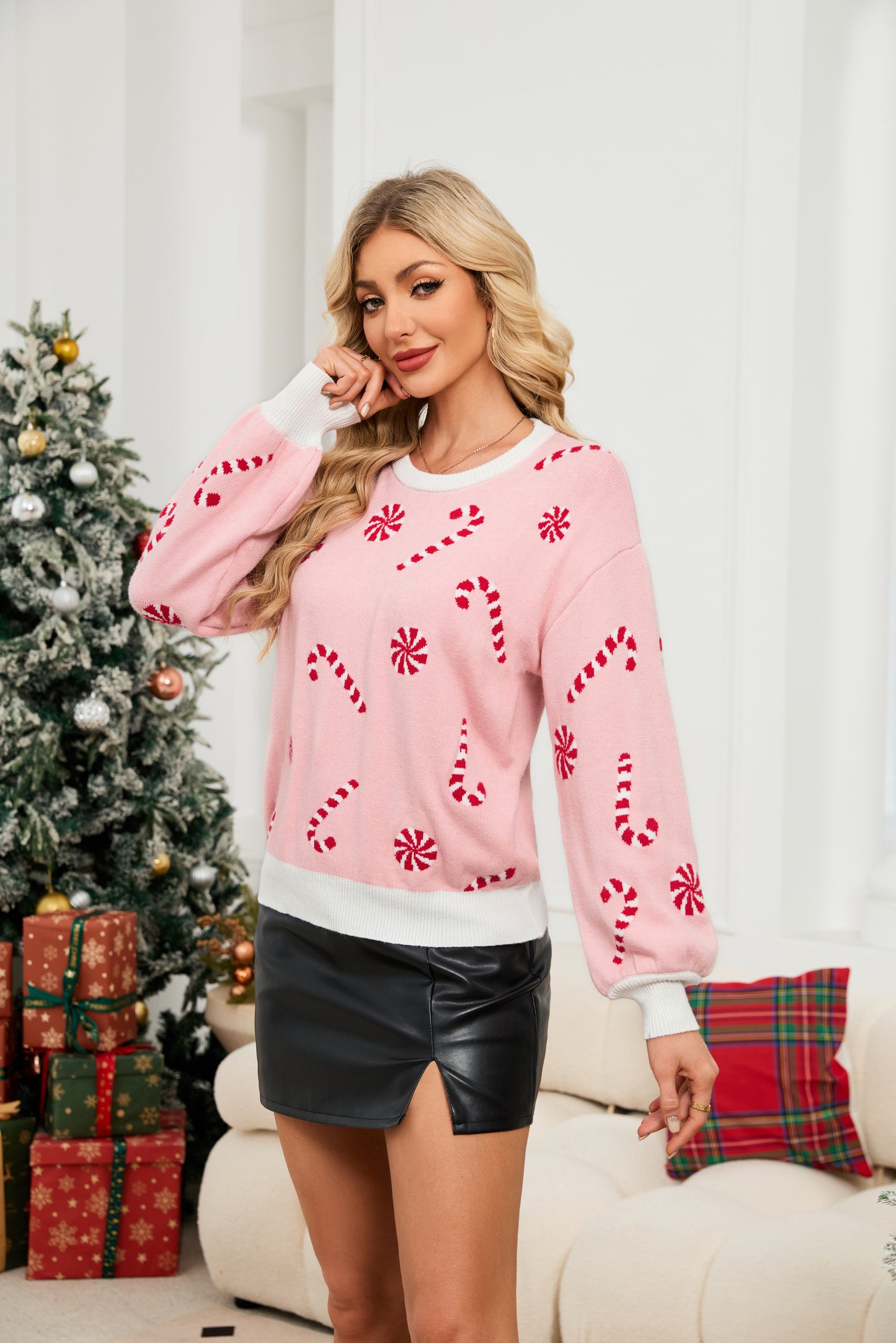 LUBOT Ugly Christmas Sweaters Cardigans for Women Soft Holiday Long Sleeve Wintertime Fuzzy Pullover Xmas Knit Sweaters